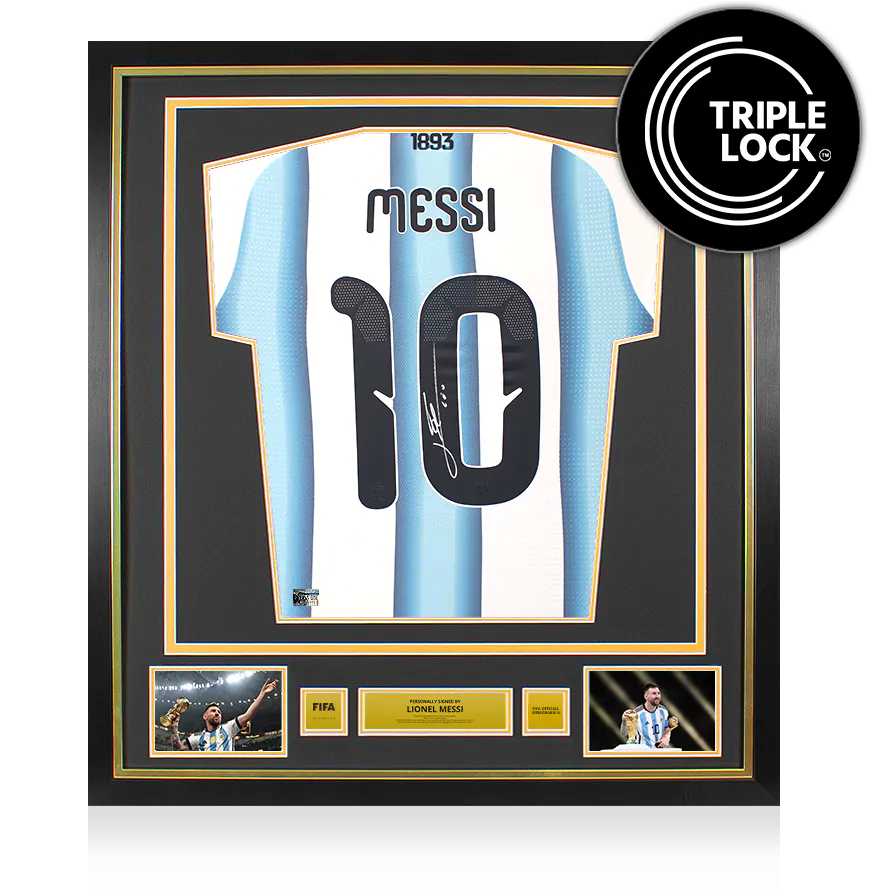 Lionel Messi Official FIFA World Cup Back Signed & Framed Argentina 2026 Home Shirt — Match Issue